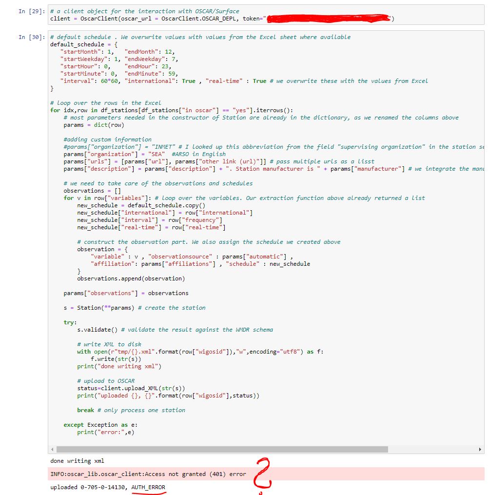 API should upload XML file (I have provided my token), but for some reason I get 401 error. How can I fix this?