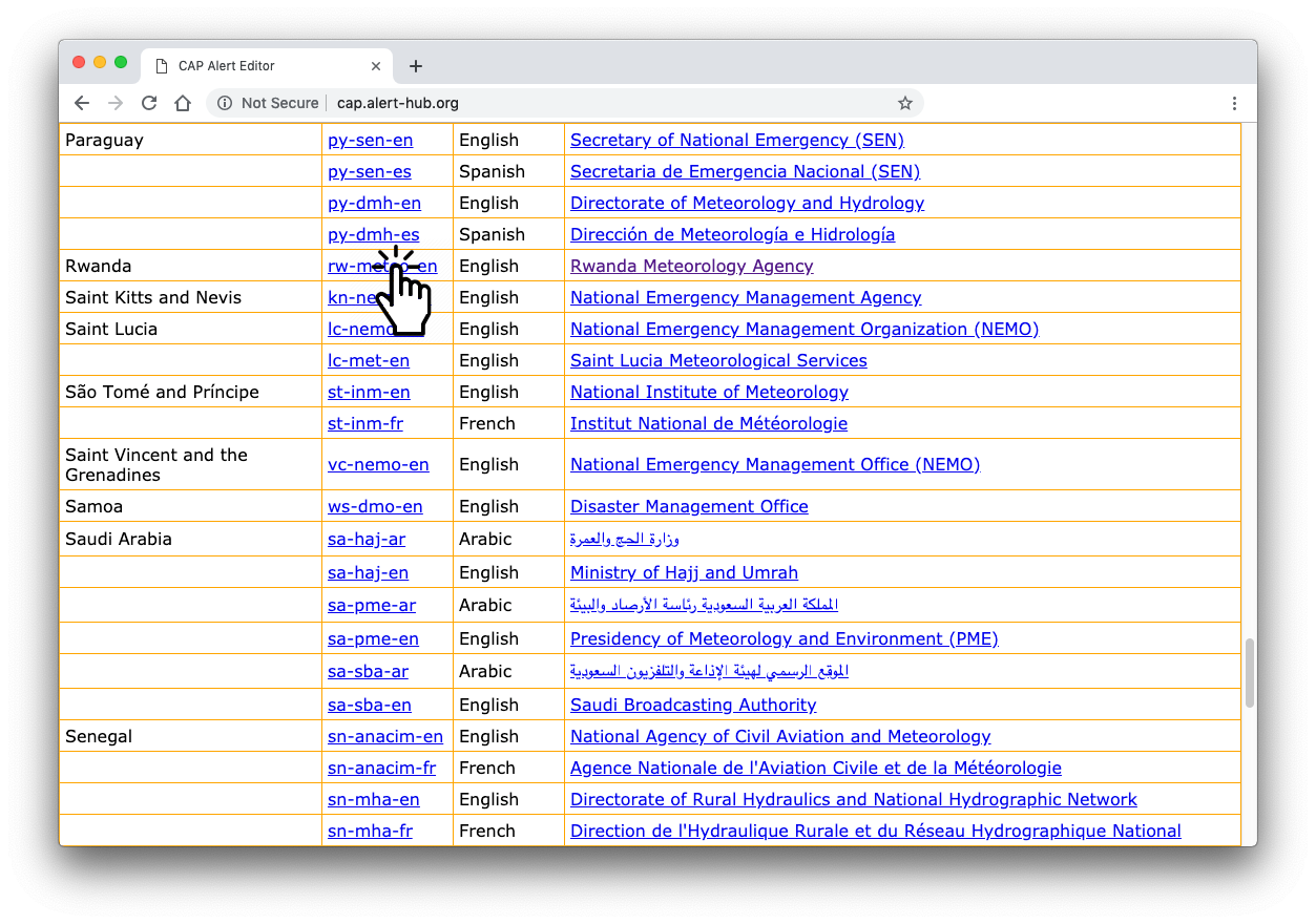 CAP AlertEditor home page