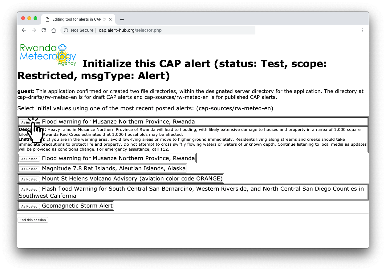 CAP editor select sample