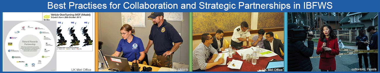 module 3 montage - Natural hazards partnership UK, meteorologist and emergency manager, team meeting, TV news and police