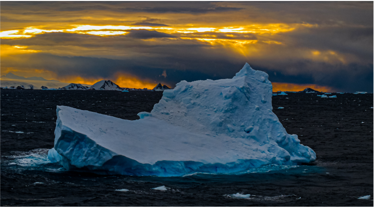 Sea ice at sunset